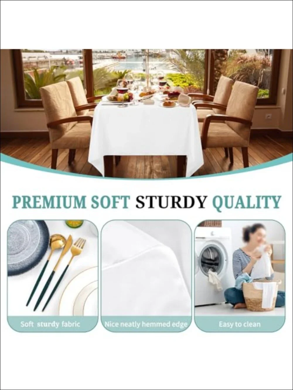 12 Pack Rectangular Polyester Tablecloth 60x102 Inch for 6ft Tables